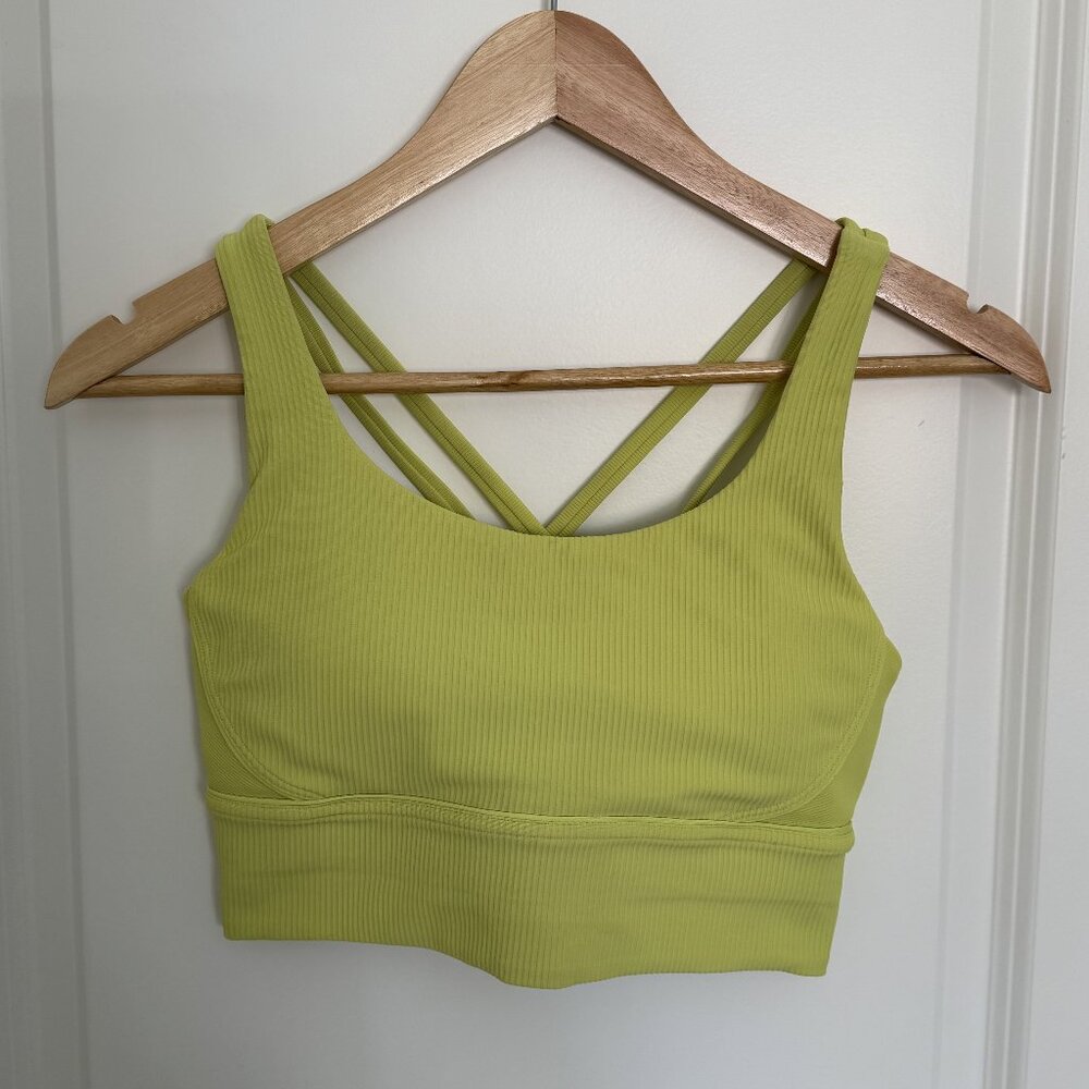 Ribbed Energy Longline Bra in Electric Lemon
